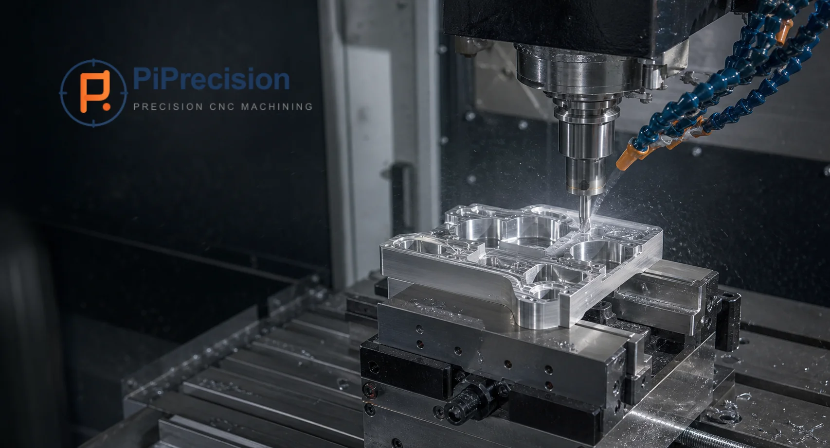 CNC milling machine finishing a precision aluminum component
