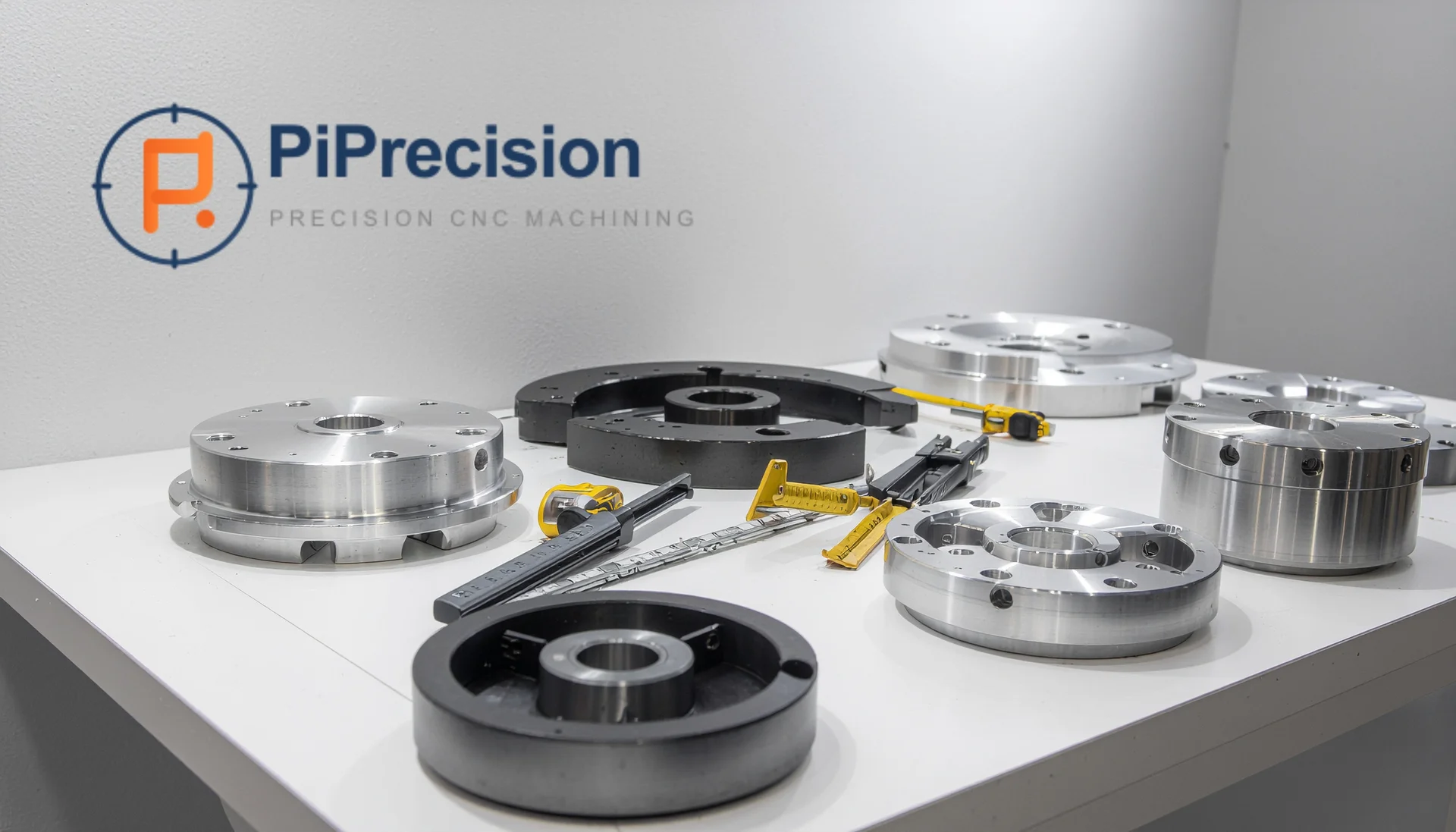 CNC machined metal parts with different surface finishes including anodized, bead blasted, brushed, polished, and as-machined surfaces.