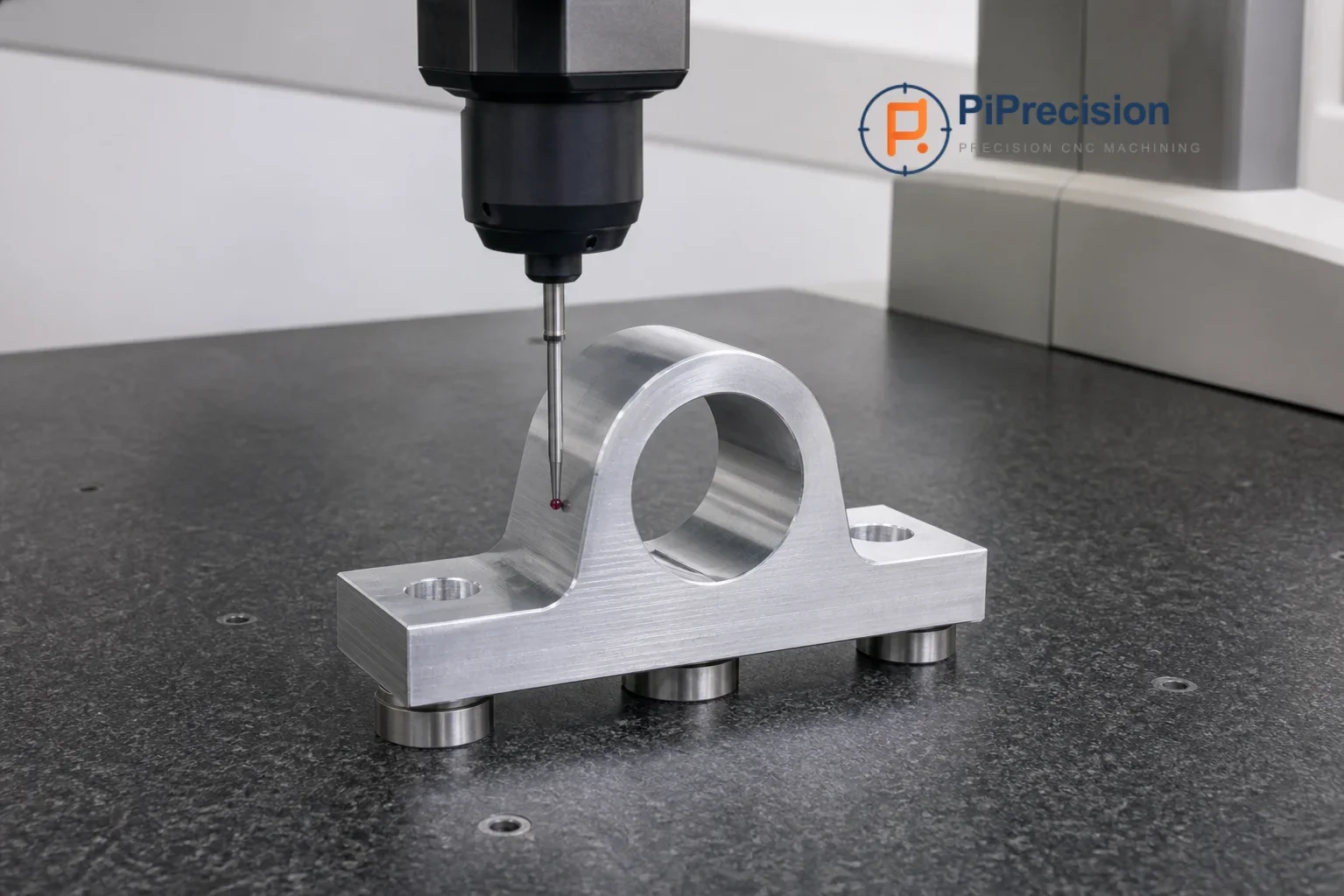 CMM inspecting a datum surface on a machined prototype bearing housing